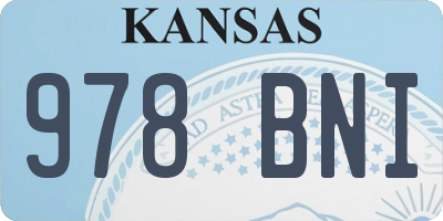 KS license plate 978BNI