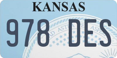 KS license plate 978DES