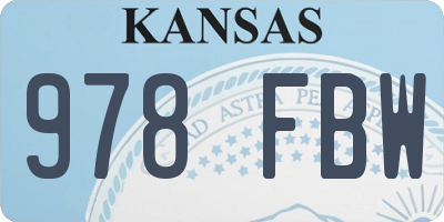 KS license plate 978FBW