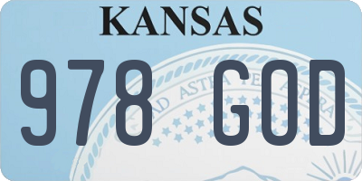 KS license plate 978GOD