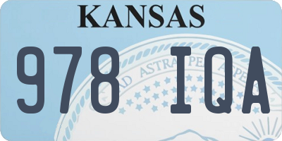 KS license plate 978IQA