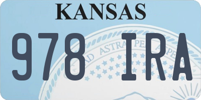 KS license plate 978IRA