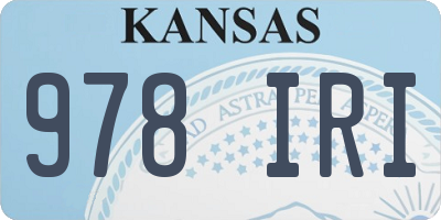KS license plate 978IRI