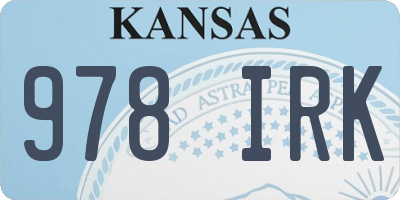 KS license plate 978IRK