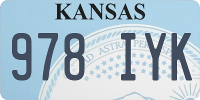 KS license plate 978IYK