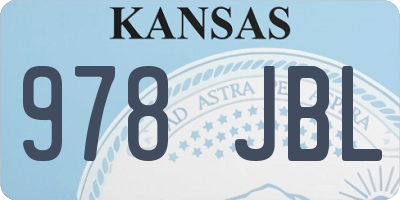 KS license plate 978JBL