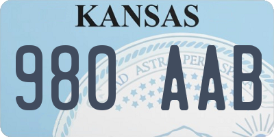 KS license plate 980AAB