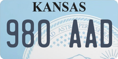 KS license plate 980AAD