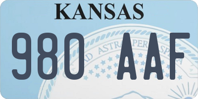 KS license plate 980AAF