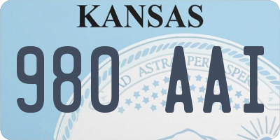 KS license plate 980AAI