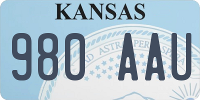 KS license plate 980AAU