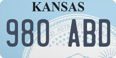 KS license plate 980ABD