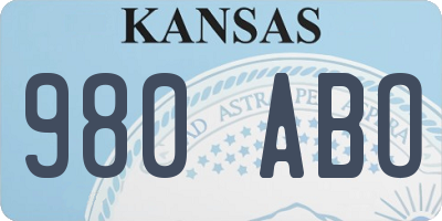 KS license plate 980ABO