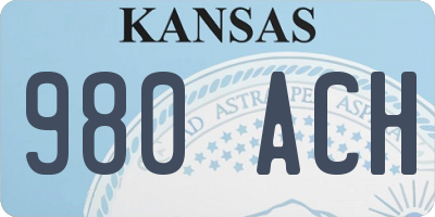 KS license plate 980ACH