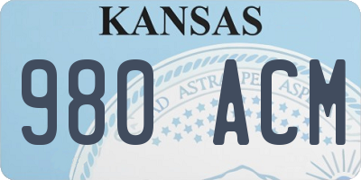 KS license plate 980ACM