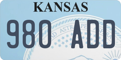 KS license plate 980ADD