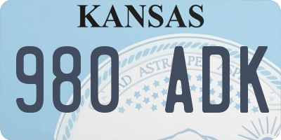 KS license plate 980ADK