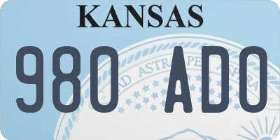 KS license plate 980ADO