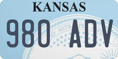 KS license plate 980ADV