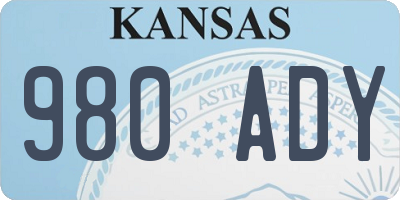 KS license plate 980ADY