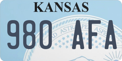 KS license plate 980AFA