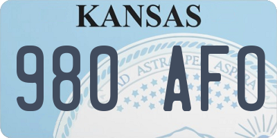 KS license plate 980AFO