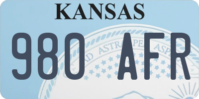 KS license plate 980AFR