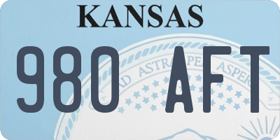 KS license plate 980AFT