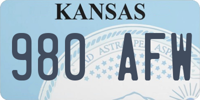KS license plate 980AFW