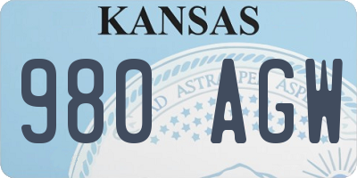KS license plate 980AGW