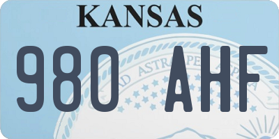 KS license plate 980AHF