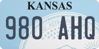 KS license plate 980AHQ