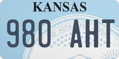 KS license plate 980AHT