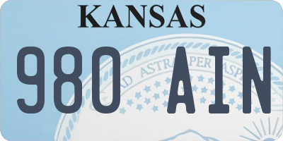 KS license plate 980AIN