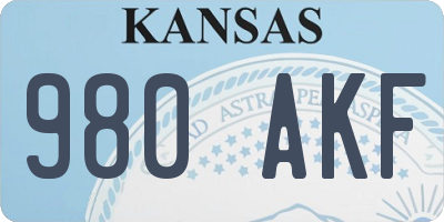 KS license plate 980AKF