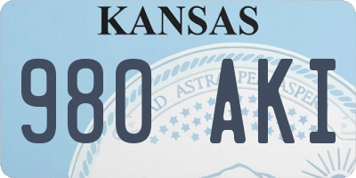 KS license plate 980AKI
