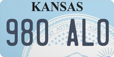 KS license plate 980ALO