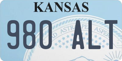 KS license plate 980ALT