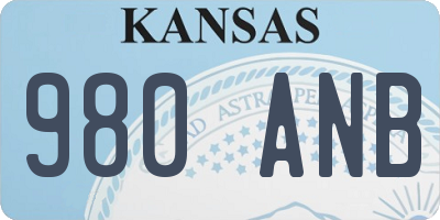 KS license plate 980ANB