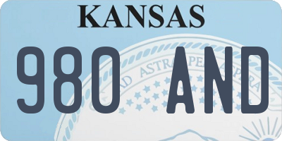 KS license plate 980AND