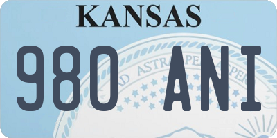 KS license plate 980ANI