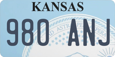 KS license plate 980ANJ