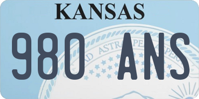 KS license plate 980ANS
