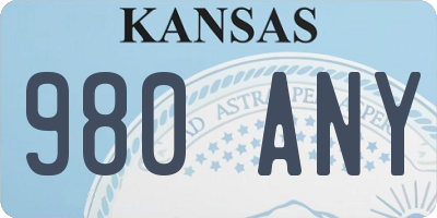 KS license plate 980ANY