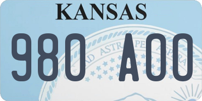 KS license plate 980AOO