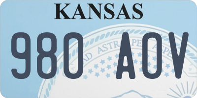 KS license plate 980AOV