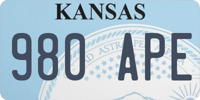 KS license plate 980APE