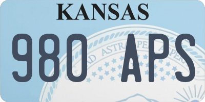 KS license plate 980APS