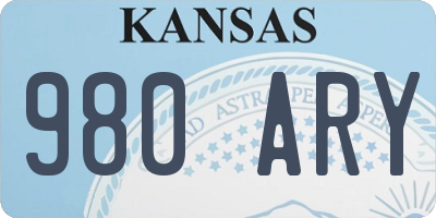 KS license plate 980ARY