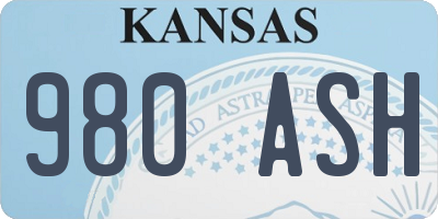 KS license plate 980ASH